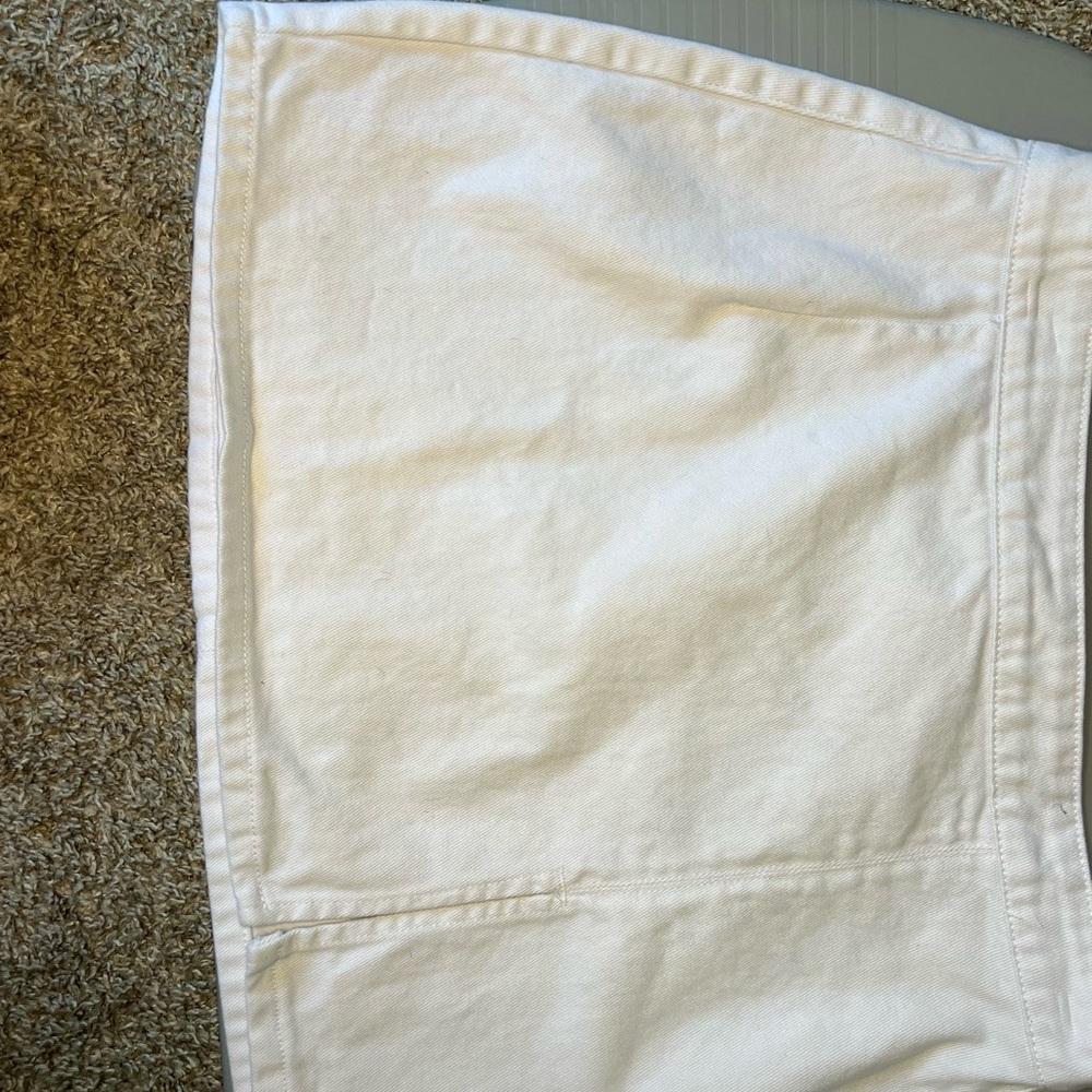 White Jean Midi Skirt With Slit